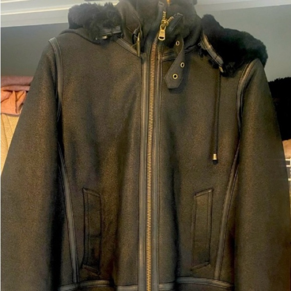 Sheepskin leather bomber jacket